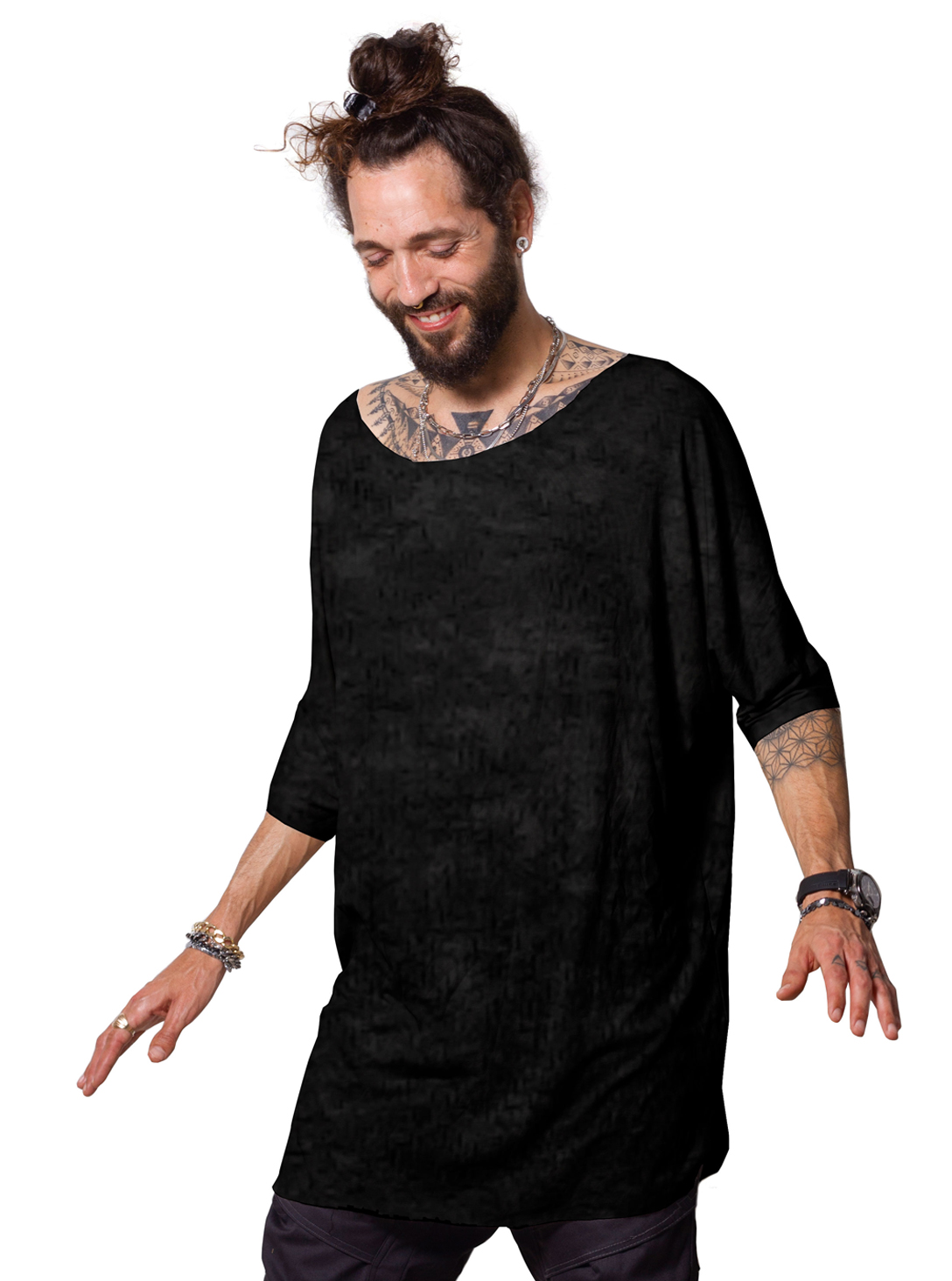 men loose casual black t-shirt - Plazmalab | Plazmalab Urban Tribe